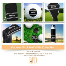 Modern Name Golf Bold Minimal Black & White Gifts 