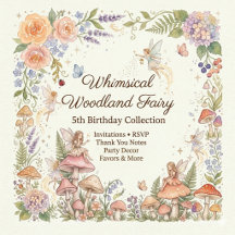 Whimsical Woodland Fairy Watercolor 5th Birthday 