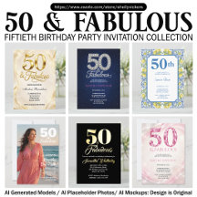 50 and Fabulous Fiftieth Birthday Party Invitation