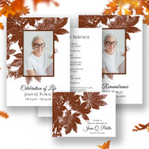 Brown Fall Leaves Funeral Service Memorial