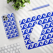 Greek Fret, Mediterranean Pattern Blue Waves