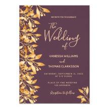 Cassis gold botanical wedding invitation suite 