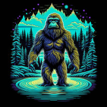 Sasquatch in the Woods with Retro Vibes