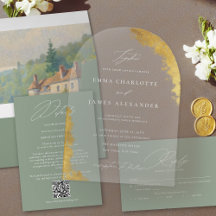 Sage Green White Calligraphy Elegant Wedding Suite