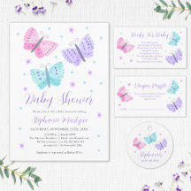 Pink Purple Mint Watercolor Baby Shower