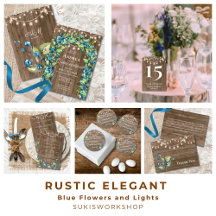 Rustic Elegant Blue Flowers and Lights