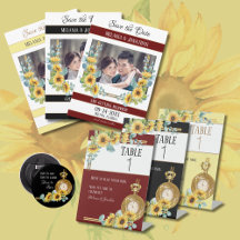 Modern Sunflower & Timepiece Wedding Suite