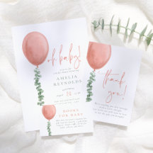 Watercolor Eucalyptus & Balloon Baby Shower