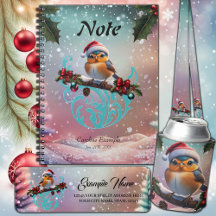 Cute Christmas bird sitting on a branch