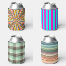 Can Cooler Sleeves With Lines Plaid And Stripes   