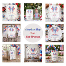 American Flag Bow Girl Birthday
