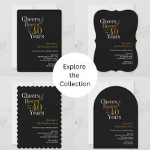 Cheers and Beers to 40 years Party Invitations