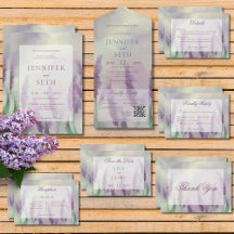 Lilac Flower Field Modern Wedding Suite Cards