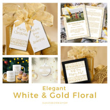 Elegant White and Gold Floral Christmas