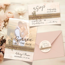 Rustic Boho Wood Eco-Friendly Look Wedding Invite