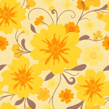 Retro Sunshine Floral-Yellow, Orange, Mocha Mousse