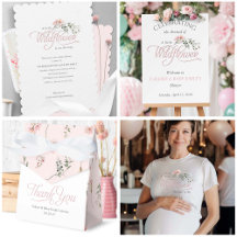 Simple Elegant Pink Little Wildflower Baby Shower
