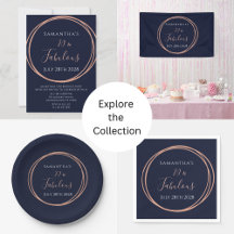 70 and Fabulous Birthday Party Navy Rose Gold