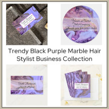 Trendy Purple Marble Hair Stylist Hair & MakeUp