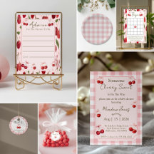 Cherry Sweet Pink Gingham Baby Shower 