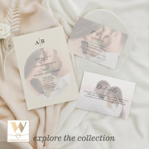 Ivory Photo Wedding Invitation Suite with Monogram
