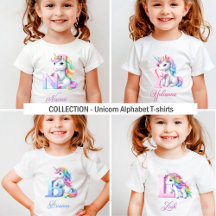  COLLECTION - Unicorn Alphabet T-shirts girls gift
