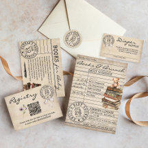 Vintage Library Card Book Theme Cute Baby Shower