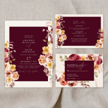 Romantic Deep Burgundy Floral Elegant Wedding 