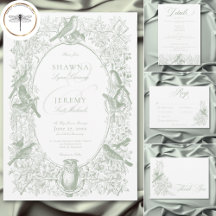 Elegant Green Chinoiserie Nature & Birds Wedding