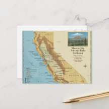 Vintage California National Parks Map Design