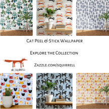 Fun Cat Pattern Wallpaper and Curtains