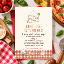 Watercolor Pizza Birthday Pizza Chef Party Little 