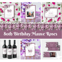 80th Birthday Mauve Roses Collection
