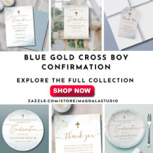 Blue Gold Cross Boy Confirmation