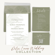 Wedding Stationery Suite Tropical Palm Leaves