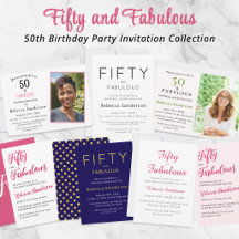 50 and Fabulous Fiftieth Birthday Party Invitation