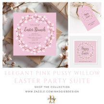 Elegant Pink Botanical Easter Brunch Party Suite