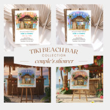 Tiki Beach Bar Tropical Couples Shower Collection