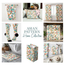Chinoiserie Style Pattern, Colorful Flowers Birds