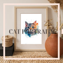 Watercolor Custom Cat Postors