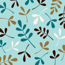 Assorted Leaves Teals Brown Cream Gold