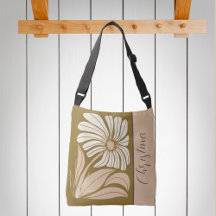 Seventies Retro Peach-Ivory-Brown Single Flower 