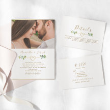 Neutral Greenery Wedding Invitation Suite