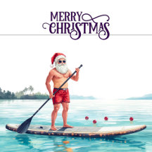Stand-Up Paddle Santa — Coastal Christmas Holiday 