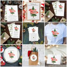 Watercolor Pine Tree Merry Little Baby Shower