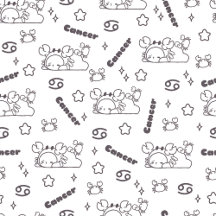 Cancer Zodiac Whispers - Monochrome Magic Patter