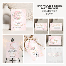 Pink Moon & Stars Baby Shower Collection