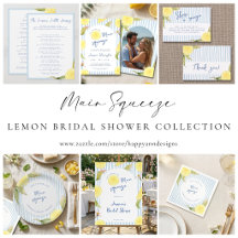 Lemon Blue Stripes Bridal Shower 