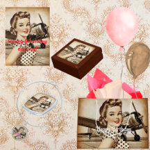 50s Vintage Pinup Girl & Airplane