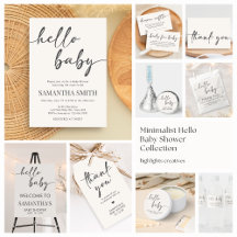 Minimalist Hello Baby Shower Collection   BS84